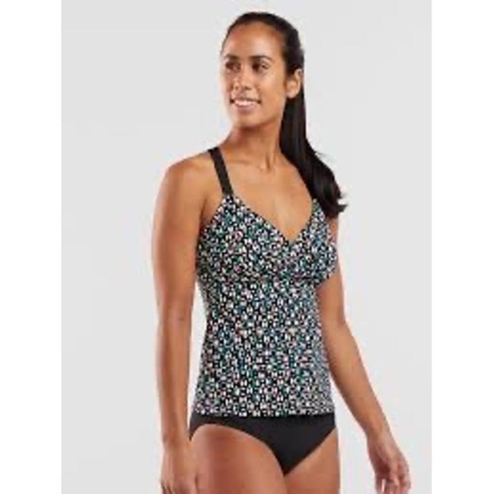 Title Nine Geometric Triangle Print Tankini Swim Top‎ Black White 38DD NWT